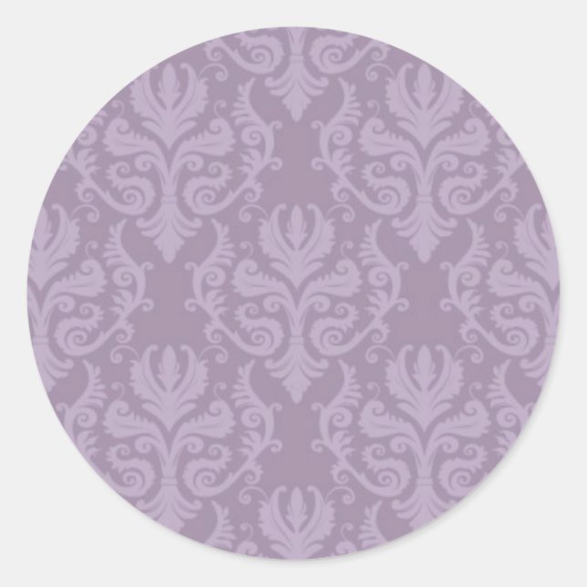 Purple Damask Wedding Stickers (Front)