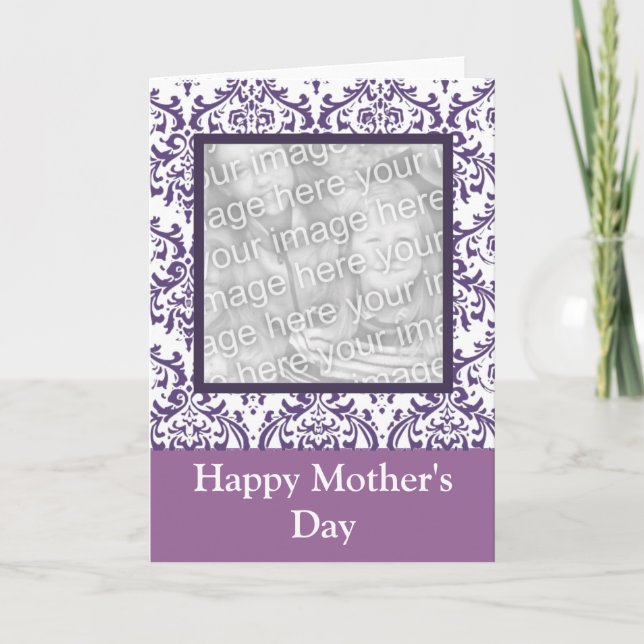 Purple DamaskMother's Day Card (Front)