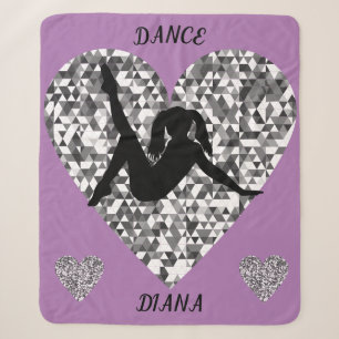 Purple Dance blanket with sparkling silver heart.
