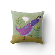 Purple Dancing Quail Throw Pillow