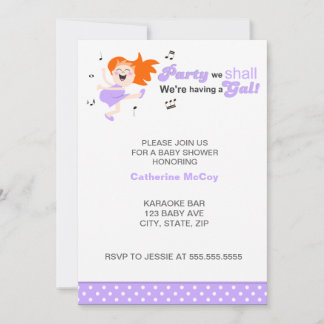 Purple Dancing Redhead Mum-to-be girl baby shower Invitation