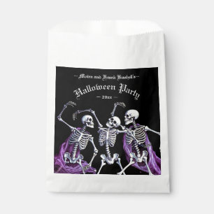 Purple Dancing Skeletons Black Death Halloween Favour Bag