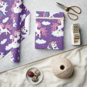 Purple Dancing Unicorns Wrapping Paper
