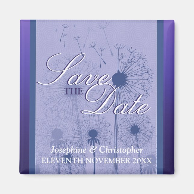 Purple Dandelion Save the Date Magnet (Front)