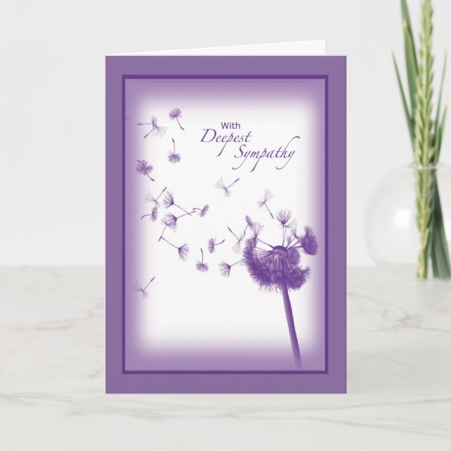 Purple Dandelion Sympathy Card (Front)