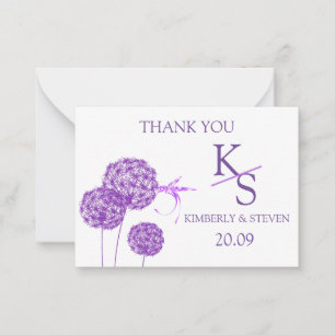 Purple Dandelion Thank You Cards
