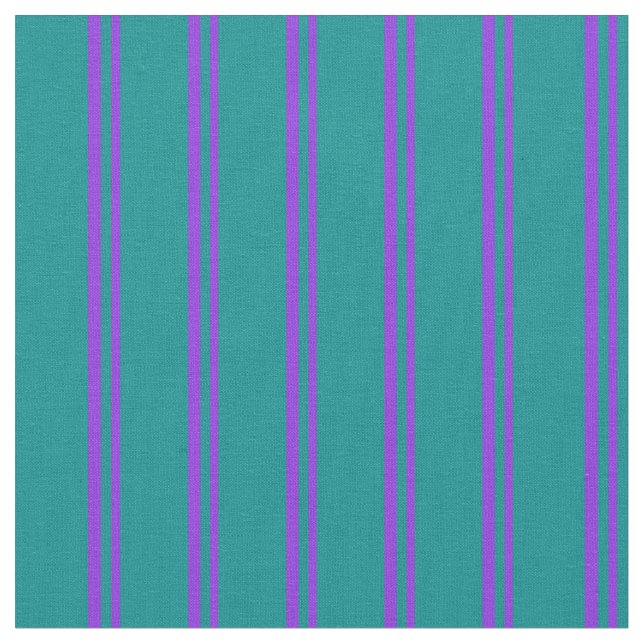 Purple & Dark Cyan Coloured Lines Fabric (Close Up)
