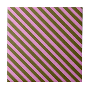 Purple Dark Green Diagonal Stripe Pattern Ceramic Tile