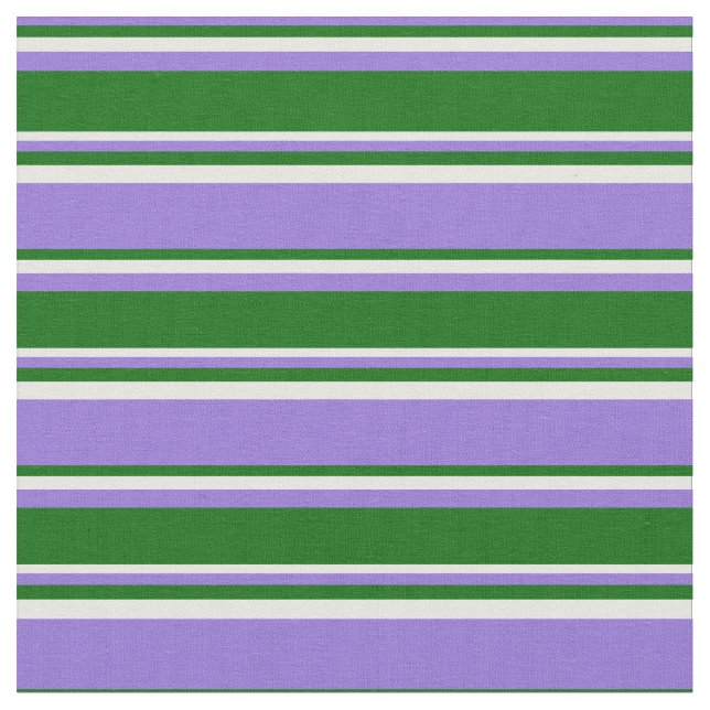Purple, Dark Green & Mint Cream Coloured Pattern Fabric (Close Up)