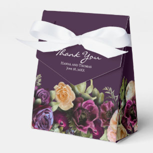 Purple Dark Moody Elegant Floral Wedding Thank You Favour Box