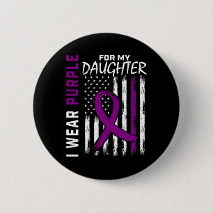 Purple Daughter Pancreatic Cancer Awareness Usa Fl 6 Cm Round Badge