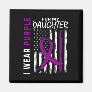 Purple Daughter Pancreatic Cancer Awareness USA Fl Magnet
