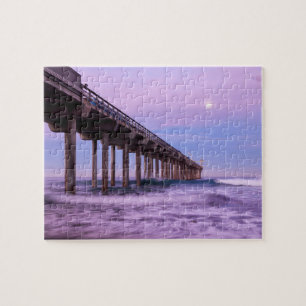 Purple dawn over pier, California Jigsaw Puzzle