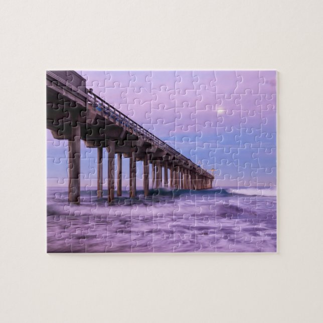 Purple dawn over pier, California Jigsaw Puzzle (Horizontal)