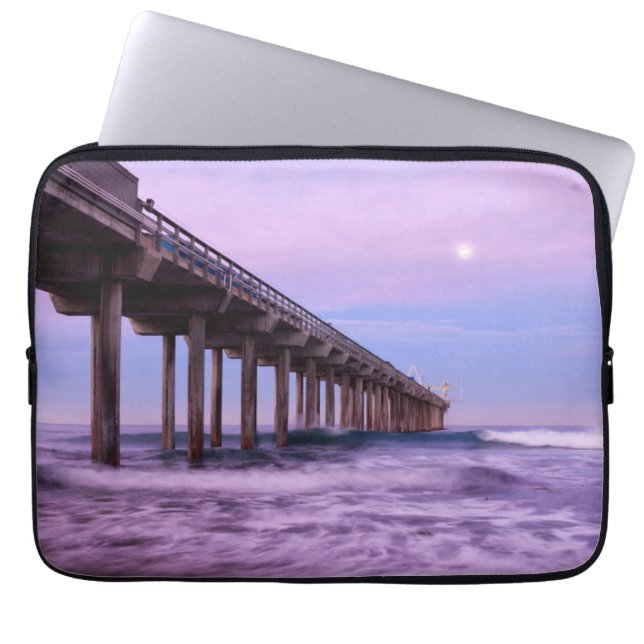 Purple dawn over pier, California Laptop Sleeve (Front)