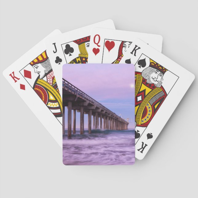 Purple dawn over pier, California Playing Cards (Back)