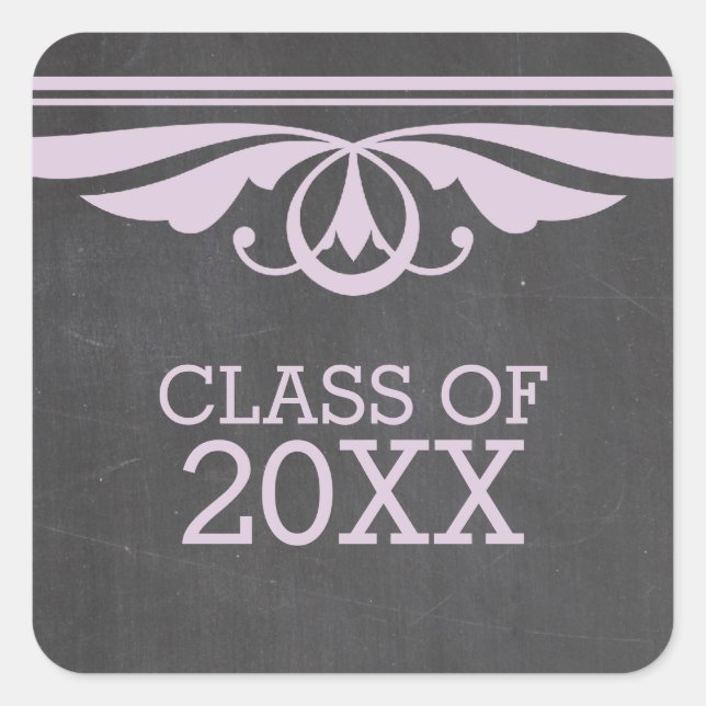 Purple Deco Chalkboard Graduation Stickers (Front)