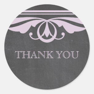 Purple Deco Chalkboard Thank You Stickers