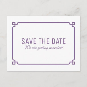 Purple Deco Chic Save the Date Postcard