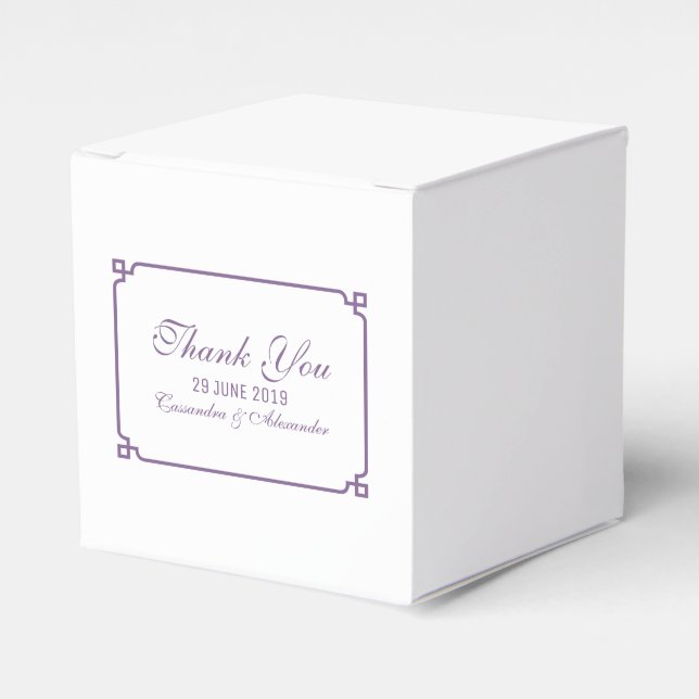 Purple Deco Chic Wedding Favour Box (Front Side)