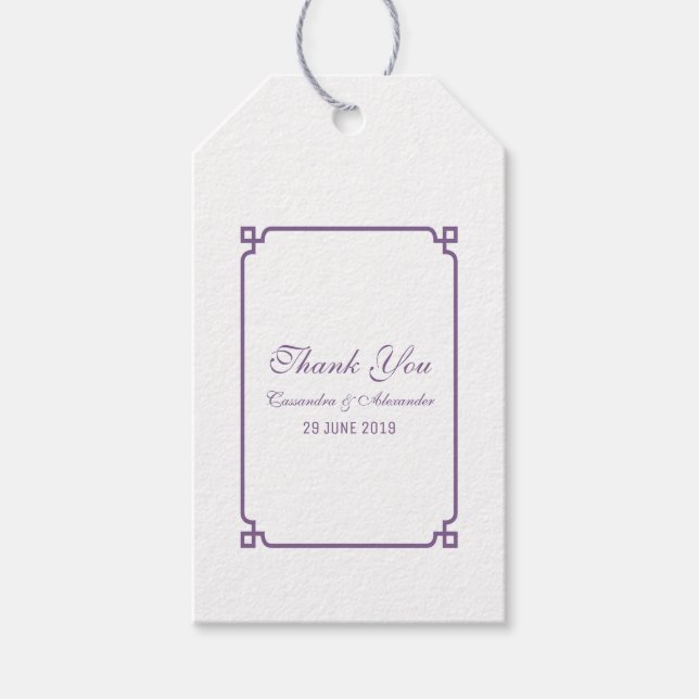 Purple Deco Chic Wedding Gift Tags (Front)