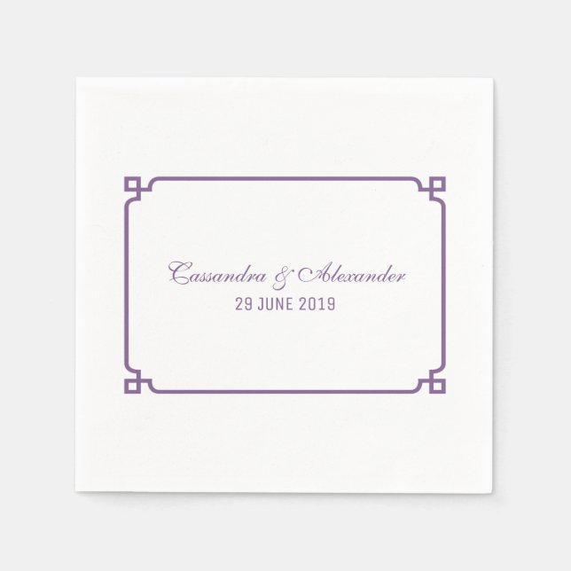 Purple Deco Chic Wedding Napkin (Front)