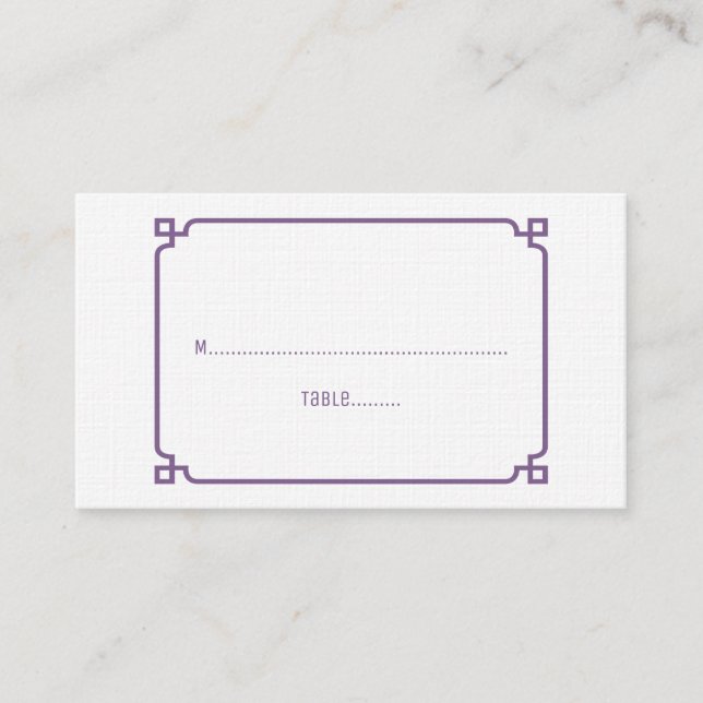 Purple Deco Chic Wedding Place Cards (Front)