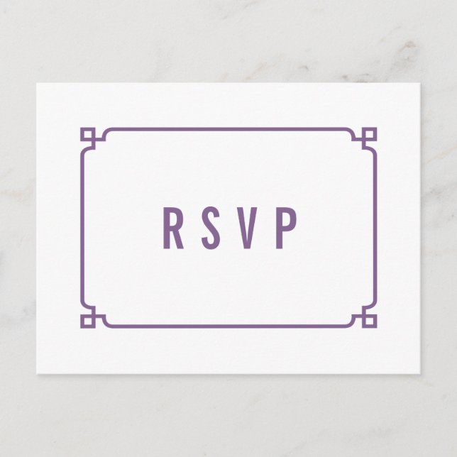Purple Deco Chic Wedding RSVP Postcard (Front)