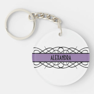 Purple Deco Flourish Acrylic Keychain