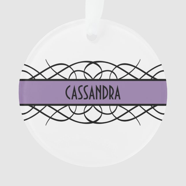 Purple Deco Flourish Acrylic Ornament (Front)