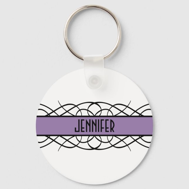 Purple Deco Flourish Keychain (Front)