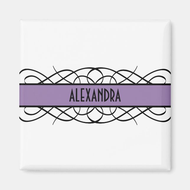 Purple Deco Flourish Magnet (Front)