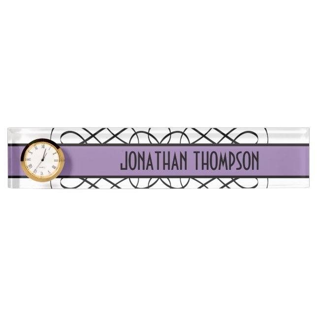 Purple Deco Flourish Nameplate (Front)