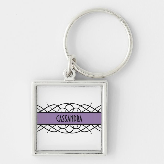 Purple Deco Flourish Premium Keychain (Front)