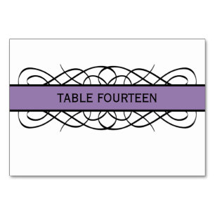Purple Deco Flourish Table Card