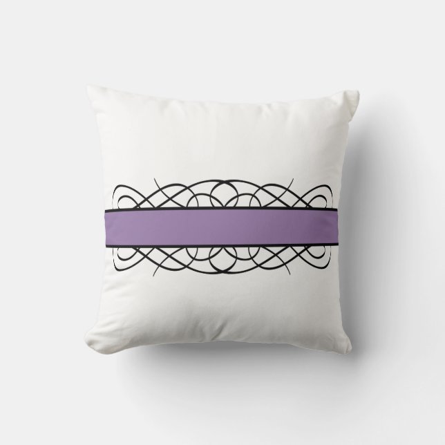 Purple Deco Flourish Throw Pillow (Front)