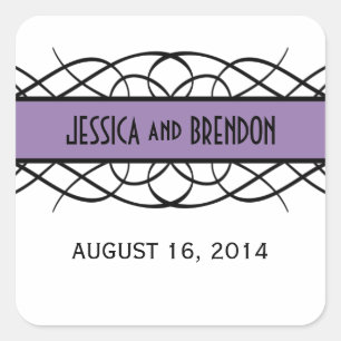 Purple Deco Flourish Wedding Stickers