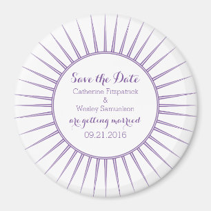 Purple Deco Retro Save the Date Magnet