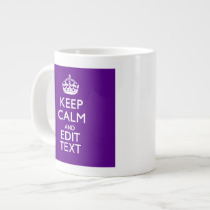 Purple Decor Keep Calm And Your Text Easily Large Coffee Mug
