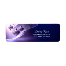 Purple Decorative Christmas B Return Address Label