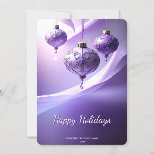Purple Decorative Christmas Ball Holiday Card