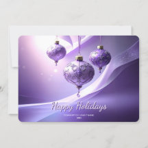 Purple Decorative Christmas Ball Holiday Card