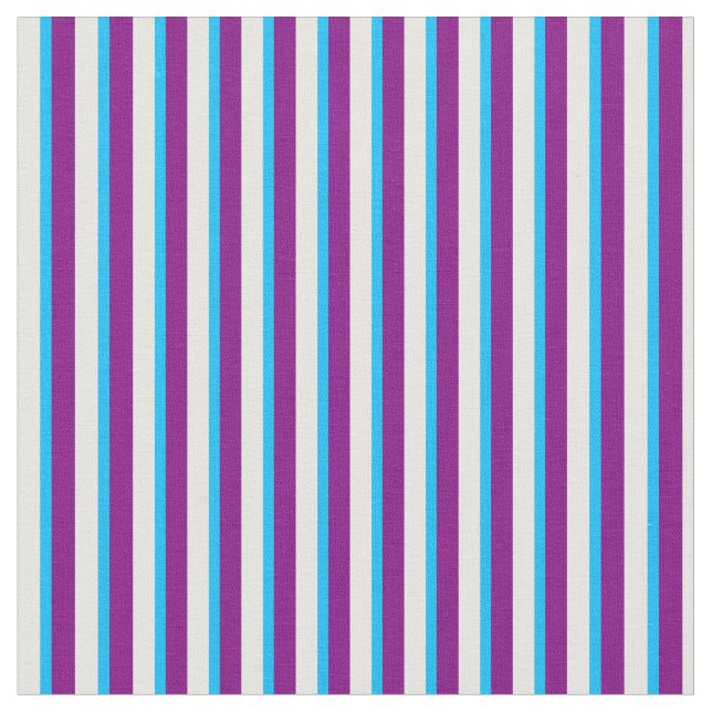 Purple, Deep Sky Blue, and Mint Cream Pattern Fabric (Close Up)