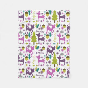 Purple Deer Personalised Girls Fleece Blanket