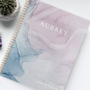 Purple Delicate Abstract Print Name with Year Planner