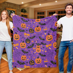 Purple Delight Cute And Cosy Halloween Themed Fleece Blanket