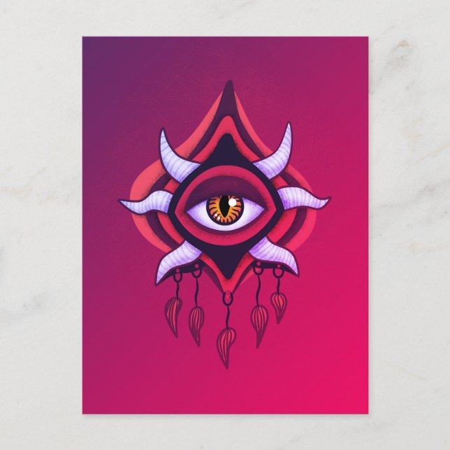 Purple Demon Eye - Gothic Occult Art Postcard (Front)