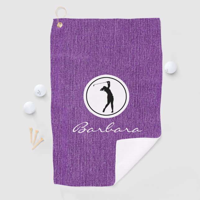 Purple Denim Fabric Print, Woman's Golf Towel (InSitu)