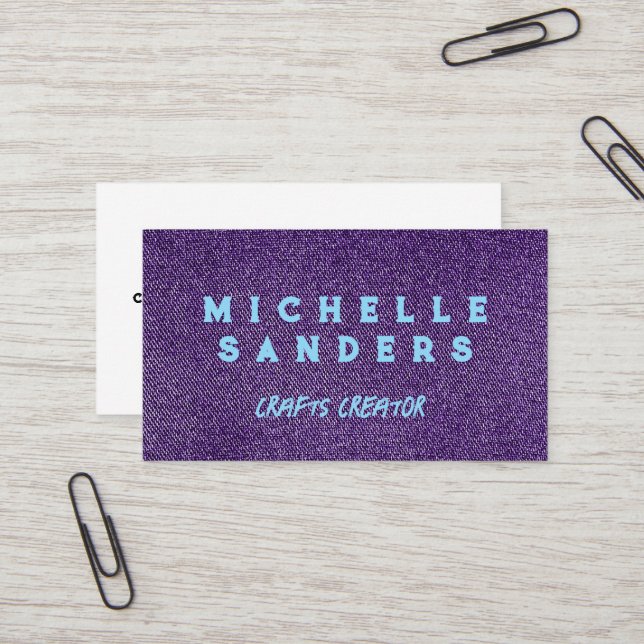 Purple Denim Fabric | Seamstress Tailor Business Card (Front/Back In Situ)