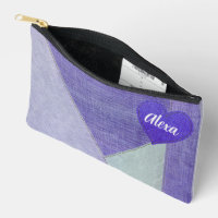 Purple Denim Heart With Name